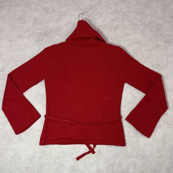 KCKC Turtleneck Lambs Wool Sweater Womens Size Medium Red Glitter - Picture 8 of 13